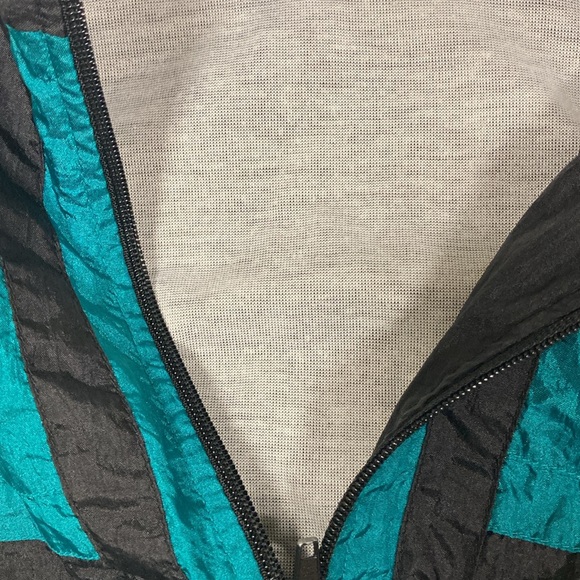 Vintage vertical active nylon jogging suit black teal and grey size medium 5 - Picture 9 of 14